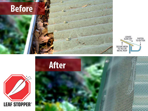 Before and after gutter cleaning and property maintenance